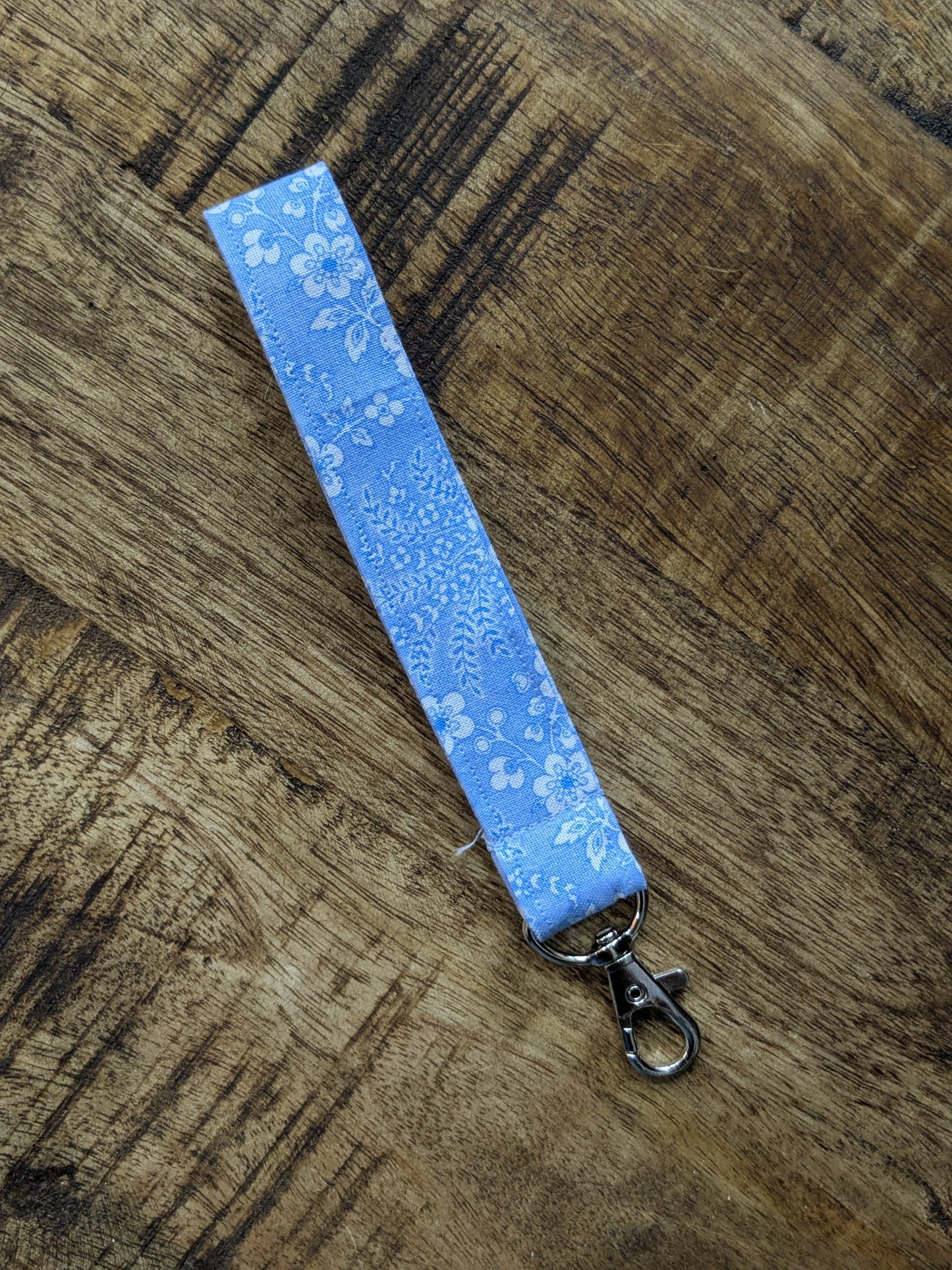 Blue Floral Keychain Wristlet