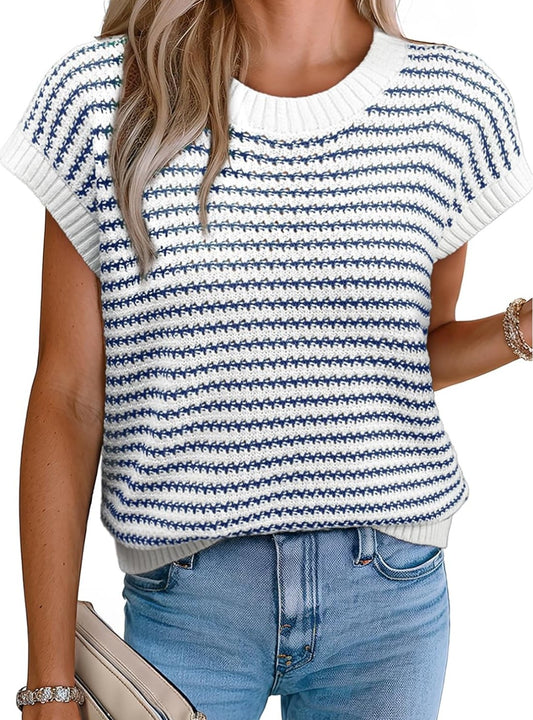 Ocean Wave Short Sleeve Knit Top