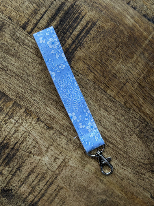 Blue Floral Keychain Wristlet