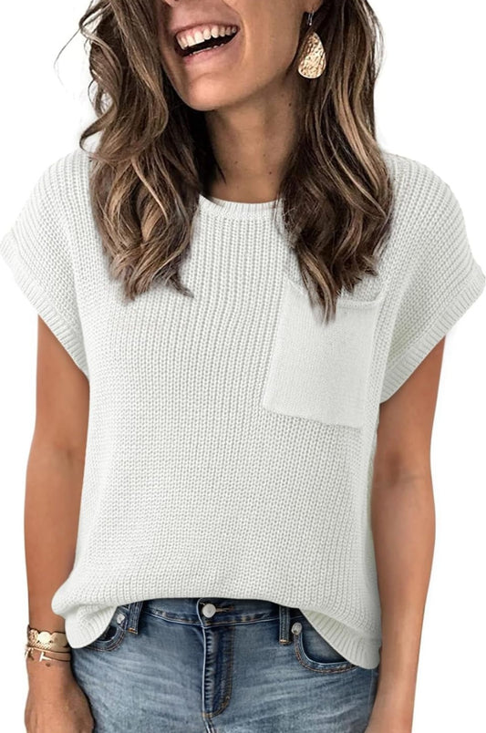 Summer Skies White Knit Top